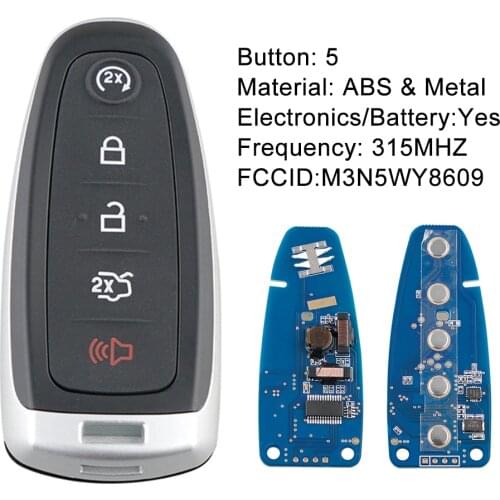 5 Buttons Remote Car Key Case Cover Fob For Ford Explorer Edge Escape Flex Taurus 2011 2012 2013 2014 2015 Smart Car Key