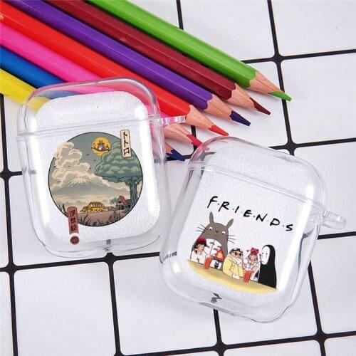 Cartoon Anime Happy Totoro Earphone Cases For Airpods 1 2 Pattern Wireless Headphone Cover Charging Box Clear Soft Silicone Bag