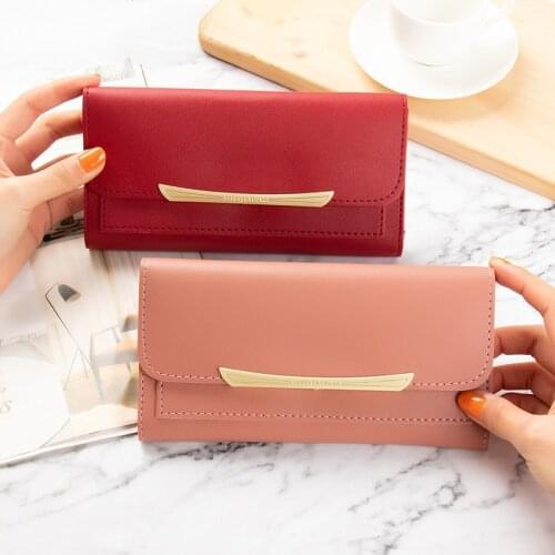 Long wallet women Metal Hasp Female Fashion Solid Color Coin Purses Ladies Multiple Card Holder Clutch Bag Phone Bag