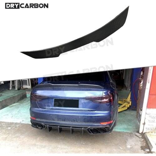 For Audi A4 Sline Sport S4 Sedan B10 2019 2020 Dry Carbon Fiber Rear Spoiler FRP Boot Trunk Duck Trim Wings