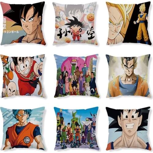 Dragon Ball Z Son Goku anime Vegeta Cartoon toys Cushion Cover Decoration Pillowcase Car Gift Decor Kids Bedroom