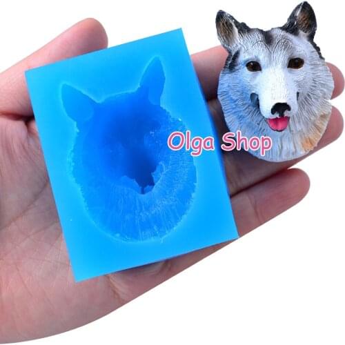 DYL141 45.1mm x 37.8mm Dog Head Silicone Mold Fondant Cake Decoration Candy Making Resin Clay Art Craft Soap DIY FOOD SAFE