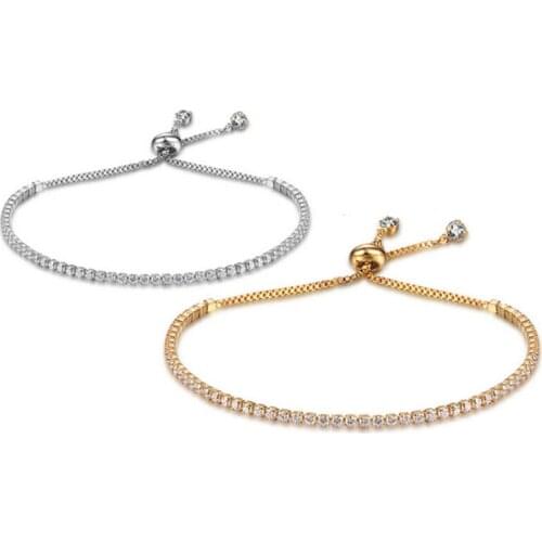 Exquisite Diamond Crystal Push-pull Bracelet Women Chain Alloy Couple Bracelet Wrist Chain Bracelet for Men Women Jewelry Gift