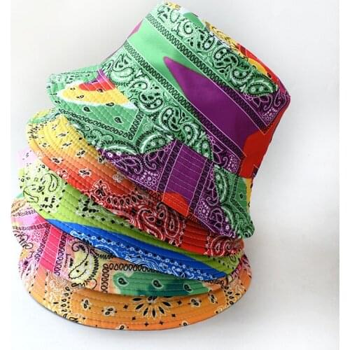 2021 New Cashew Flower Fisherman Hat Men and Women Spring and Summer Outdoor Sun Protection Cap Double-sided Hats