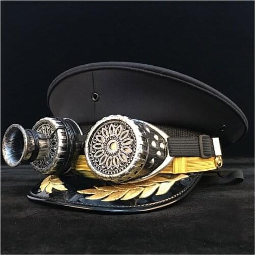 2019 Retro Women Men Military Hat Germany Officer Visor Cap Steampunk Army Hat Cortical Police Cap Cosplay Hat Size S M L XL XXL