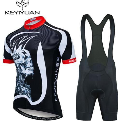 Keyiyuan Summer Men Cycling Jersey Set Short Sleeve Shirt Bike Bib Shorts MTB Bicycle Clothes Conjunto Ciclismo Masculino