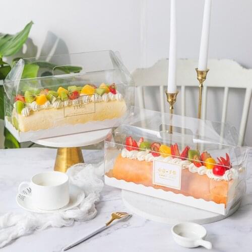 5pcs Portable Transparent Cake Roll Packaging Box Baking Packaging Birthday Party Gift Box Supplies