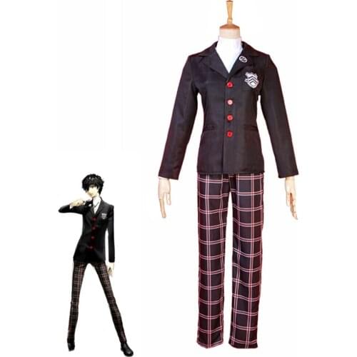 Anime Persona 5 Akira Kurusu / Ren Amamiya Cosplay Costume Unisex Adult School Uniforms Halloween Carnival Coat + Top + Pants