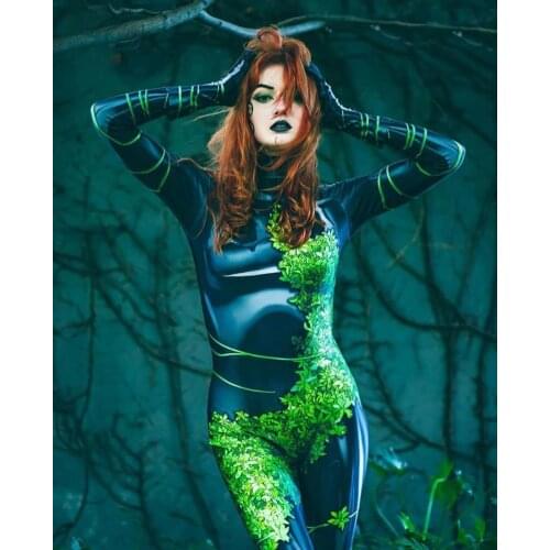 Birds of Prey Pamela Lillian Isley Cosplay Costumes Poison Ivy Zentai Bodysuit Suit Jumpsuit Superhero Halloween Adult Kids