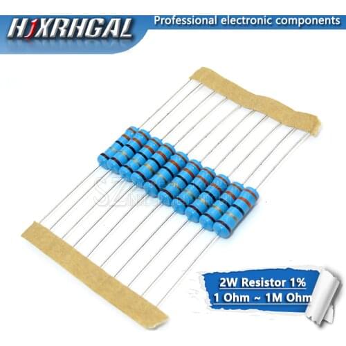 10pcs 2W Metal film resistor 1% 1R ~ 1M 2.2R 4.7R 10R 22R 47R 100R 220R 470R 1K 10K 100K 4.7 10 22 47 100 220 470 ohm hjxrhgal
