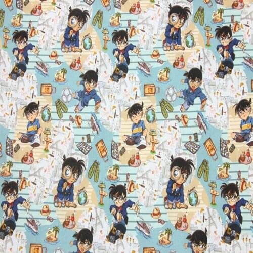 Cartoon Boy Conan Print 100% Cotton Fabric for Boy Clothes Hometextile Cushion Cover Backpack Face Mask Scarf Needlework DIY