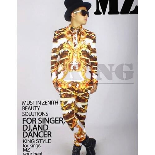 2021 Mens Clothing Slim Stage Blazer Dress Europe America Personality Plus Size Male Suit Costumes Men Singer Fashion Suits