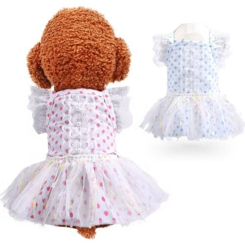 Pet Dog Dress Polka Dot Puppy Dog Dresses Clothing Spring Summer Mesh Dog Clothes for Small Dogs Cats Chihuahua Teddy Costume