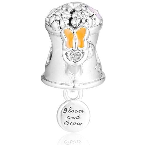 Fits Europe Bracelets beads Blooming Watering Can Charm 925 Sterling Silver Bangle Beads DIY Making Fine Jewelry