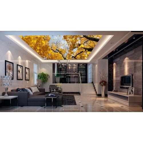 Latest custom 3D large mural,The beautiful yellow maple tree zenith mural ,living room tv background bedroom wall wallpaper
