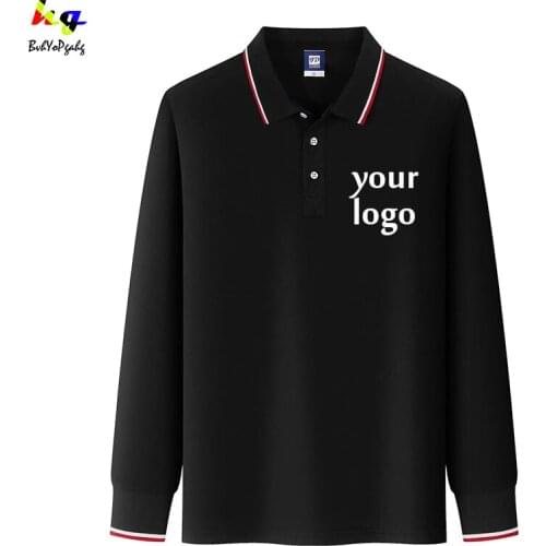 Design your own logo team name High quality lapel long sleeve classic polo shirt men and women casual polo shirt