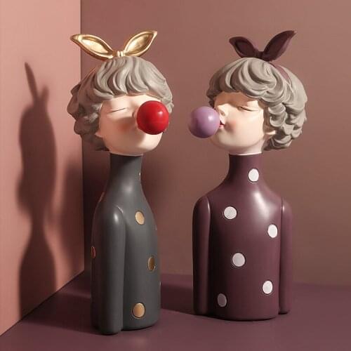 Cute Girls Resin Sculpture Wedding Gift Nordic Home Decor Girls Room Decoration Birthday Gift dekoracje do domu T413