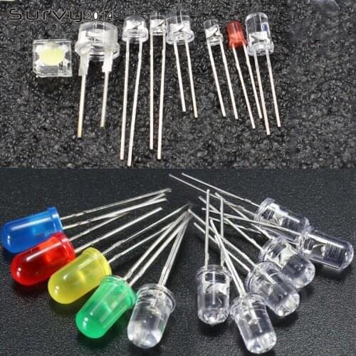 50/100PCS 5mm Round Blue/Red/Green/Yellow/Orange long F5 LED Emitting Diodes Clear DIY
