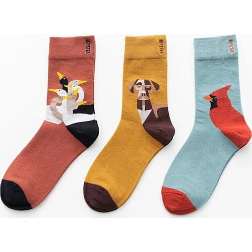 Unisex Painting Style Women Socks 100 Cotton Harajuku Colorful Kawaii Full Socks Women3 Pair Streetwear Size 35-43