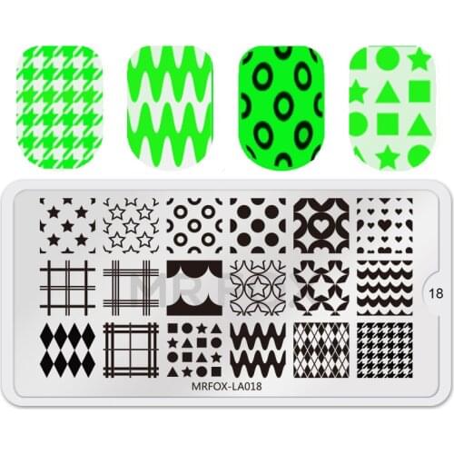 WAKEFULNESS 1Pcs Geometric Doodle Nail Stamping Plates Rectangle Painting Nail Art Stencil Templates Manicure Nail Stamp Tools