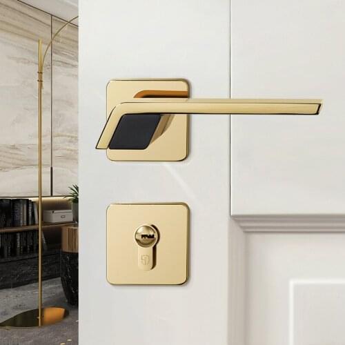 1set European Door Lock Solid Wood Interior Bedroom Livingroom Hotel Safety Mute Zinc Alloy Split Door Handle Home Gate Hardware