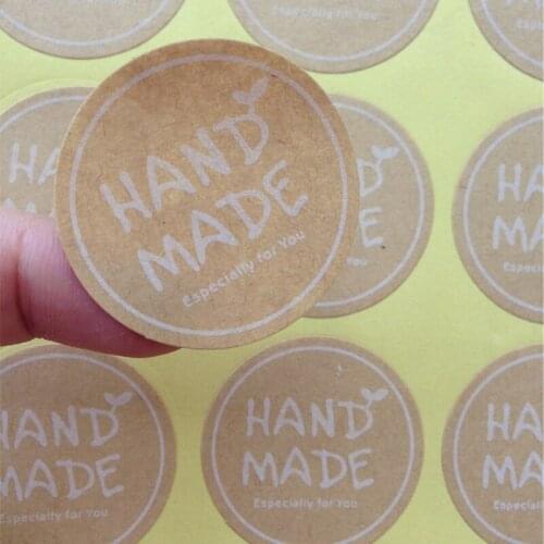 100pcs Free shipping self adhesive kraft paper sealing stickers handmade jam jar home cookie bread bakery packing label Dia.35mm