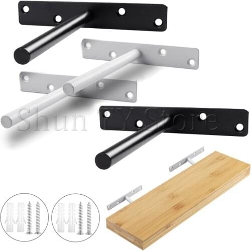 2/4 Pcs Floating Brackets Heavy Duty Hidden Shelf Support Bracket Wall Mounted Multifunctional Home Hardware Black Or White