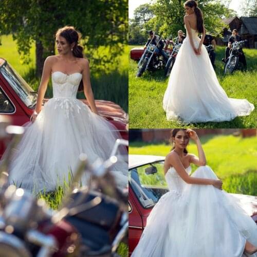 2020 Boho Wedding Dresses A Line Lace Applique Sweetheart Garden Bohemian Wedding Gowns Custom Made Beach Vestido De Noiva