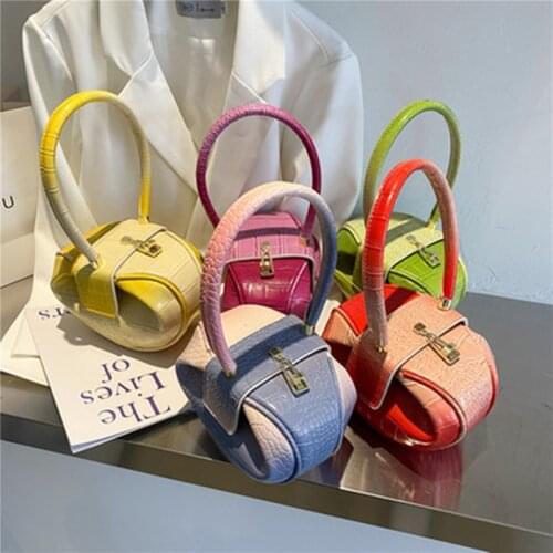 2021 spring and summer new stone pattern apple bag fashion contrast color lantern bag ins crossbody handbags сумка через плечо