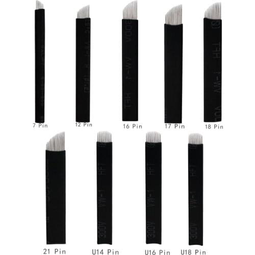 50Pcs/Lot Black 0.18MM Embroidery Extremely Thin Nano Tattoo Blade Semi Permanent Makeup Eyebrow Microblading Needles