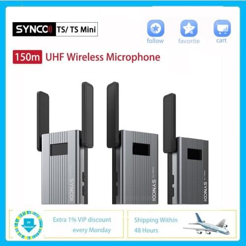 SYNCO TS Mini UHF Wireless Microphone System Transmitter Receiver Dual Channel Professional Interview Vlog Recording Studio Mic