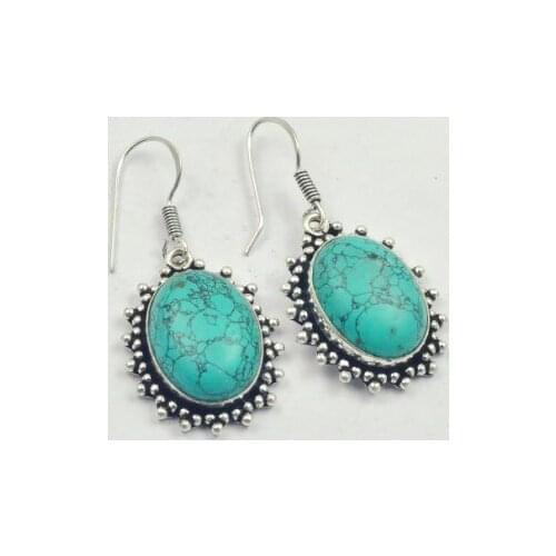 Turquois , Silver Overlay on Copper Earrings , 47 mm , E3391