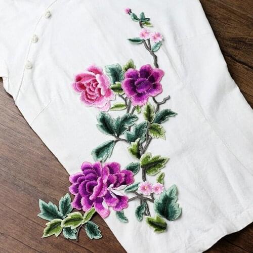 Big size flower Embroidered patches para vestuario decorative sew on designer patches for jeans parches bordados para ropa