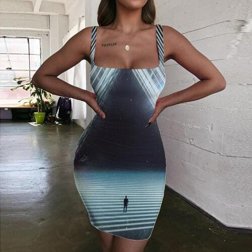 Giyu Brand Dizziness Dress Women Pattern Halter Sleeveless Colorful 3d Print Abstract Ladies Dresses Womens Clothing