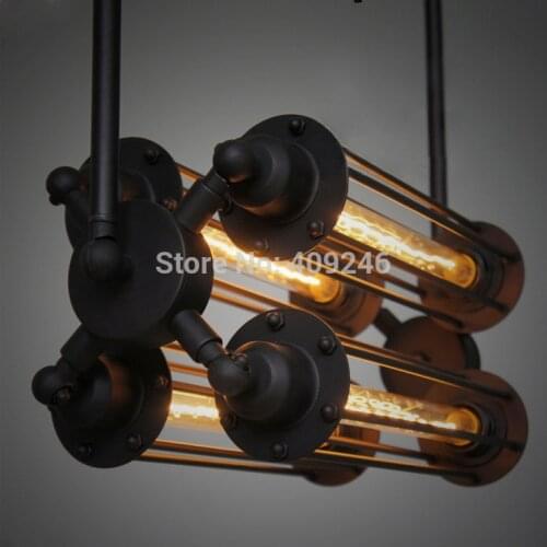 Black LOFT American Industrial Vintage 4Heads RARE Large Edison Pendent Lamp With T300 E27 Bulb Ceiling Lamp For Cafe Bar