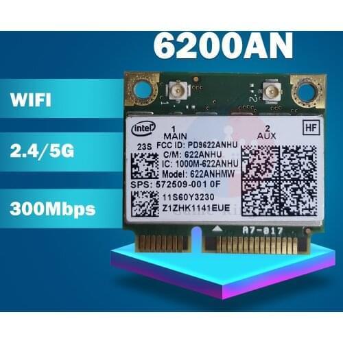 For intel Advanced-N 6200 6200AN 622AN 622ANHMW 6200AGN Half Mini PCIe 300M WLAN Card 60Y3230 60Y3231 for ThinkpadE420S E320