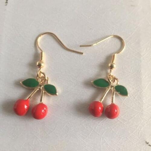 EY031 2018 Summer Hot Sale new Fashion Cute Sweet Simple Red Cherry fruit Earrings Jewelry Girls gift