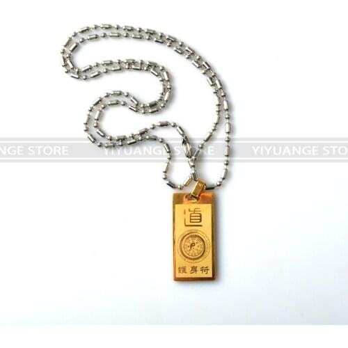 Feng Shui Chinese Bless Peace Runes Necklace Pendant Charm Amulet Birthday Present Color of Gold Jewelry Lucky Fortune