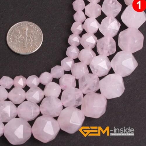 Faceted Natural Pink Rose Quartzs Beads Natural Stone Beads DIY Loose Beads For Jewelry Making Strand 15 Inches Wholesale