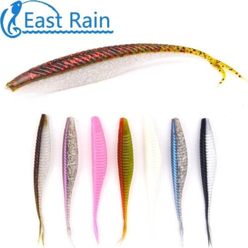 East Rain 7.5cm/5pcs Split Tail Shad Jerkbait Bass Minnow Silicone Swimbaits Soft Jerk Bait Fishing Lure Peche Free shipping