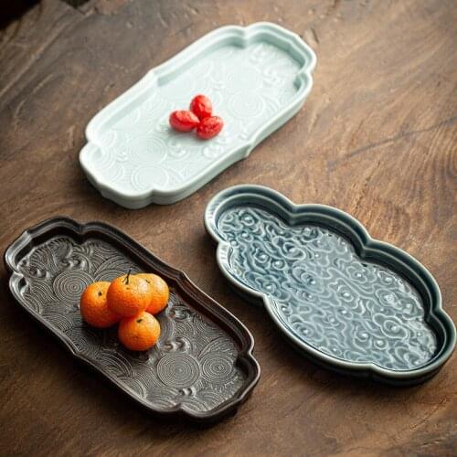 Chinese Ceramic Nut Plates Japanese Tea Ceremony Fruit Snacks Buddha Zen Solid Color Durable Non-Slip Corrosion-Resistant Plates