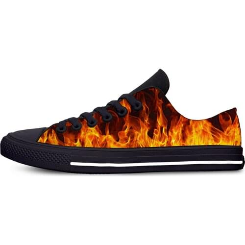 Anime flaming Flame Punk Skull Cool Funny Fashion Casual Cloth Shoes Low Top Lightweight Breathable 3D Print Men women Sneakers