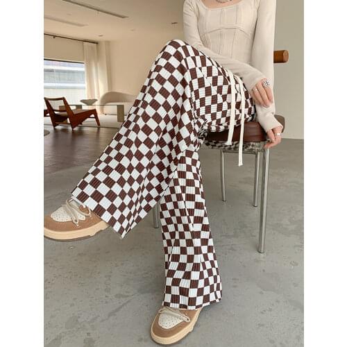 LGTOE Women's Plaid Trousers