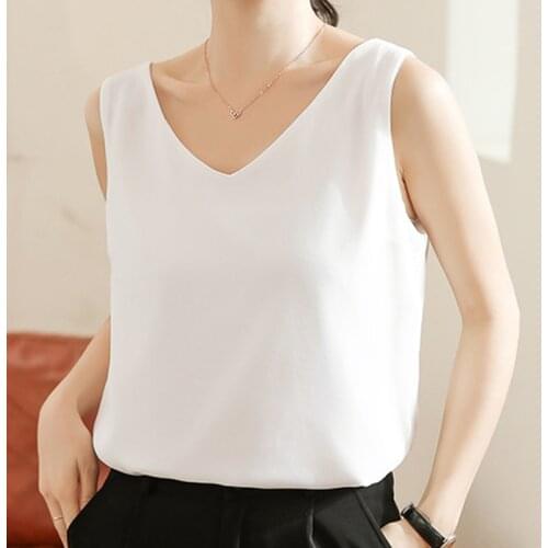 Women Tank Top Woman Chiffon Halter Top Plus Size Summer Sexy V Neck Sleeveless Tops Vest Female 2021 Korean OL Shirt Tops Women