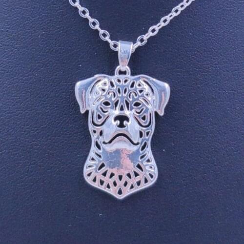 Cute Rottweiler Necklace Dog Animal Pendant Gold Silver Plated Jewelry For Women Male Female Girls Ladies Kids AKC N039