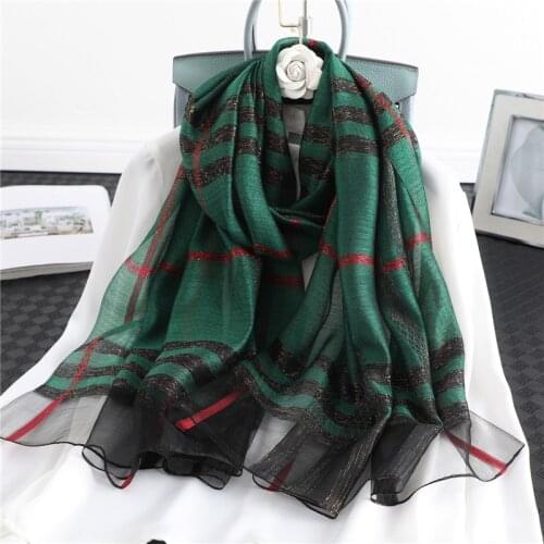 New Luxury Brand Silk Wool Scarf Women Foulard Autumn Winter Bandana Plaid Pashmina Shawls And Wraps Bufanda Blanket Scarves