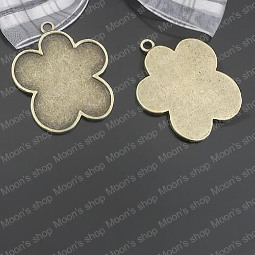 Wholesale 41*34mm Antique Bronze Epoxy flower Alloy Pendants Base Cameo Settings Findings Accessories 6 pieces (JM1435)