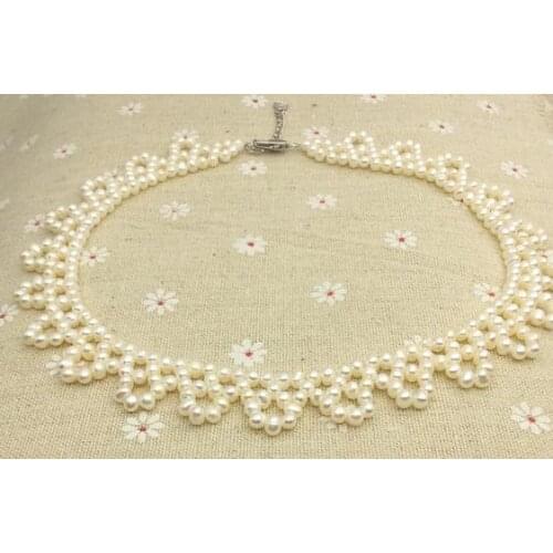 Small Size 4-5mm White Color Freshwater Pearl Necklace Flower Pearl Jewelry Handmade Woman Jewelry Wedding Necklace,Mothers Day