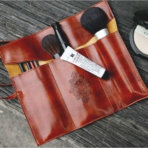 New Fashion Vintage Pencil Cases Twilight Retro Roll Up Pu Leather Pen Bags Stationery Kid Party Gift Woman Make Up Cosmetic Bag