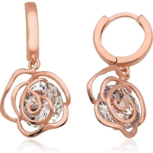 Silverlina Silver Dangle Rose Earrings